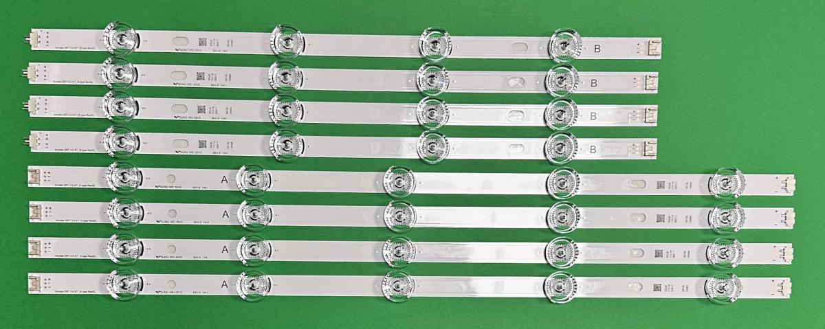 Zestaw listew LED do naprawy podświetlenia telewizora LG INNOTEK 47" zestaw 8 sztuk ( DRT3.0 47" TYP A X 4 & TYP B X 4 ) ( AGF78400901 , AGF78401001 )  Z PUNKTAMI ROZPRASZAJĄCYMI ŚWIATŁO / NIWELUJĄCYMI CIENIE