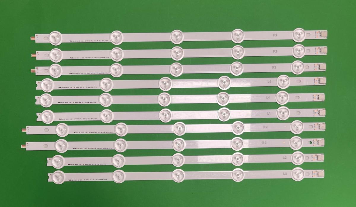 Zestaw listew LED do naprawy podświetlenia telewizora LG 42" zestaw 10 sztuk ( R1 X 3szt , R2 X 2szt , L1 X 3szt , L2 X 2szt) ( AGF78326501 ) ( 6916L-1214A , 6916L-1215A , 6916L-1216A , 6916L-1217A )