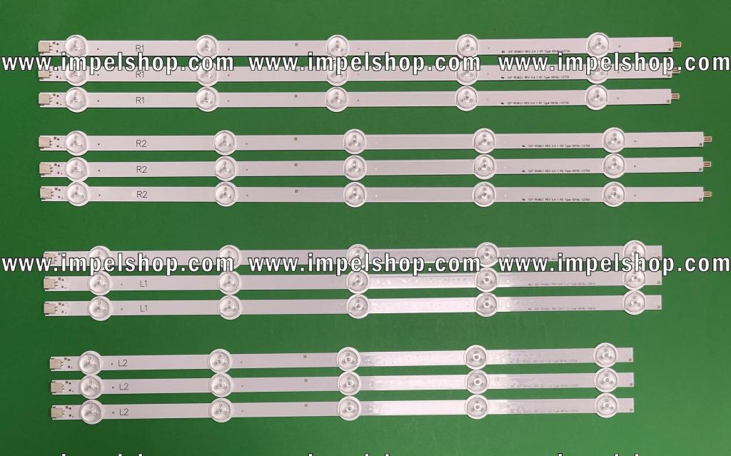 Zestaw listew LED do naprawy podświetlenia telewizora LG 50" zestaw 12 sztuk ( R1 X 3szt , R2 X 3szt , L1 X 3szt , L2 X 3szt) (AGF78401201 , AGF78240901) (6916L-1241A + 6916L-1272A + 6916L-1273A + 6916L-1276A)
