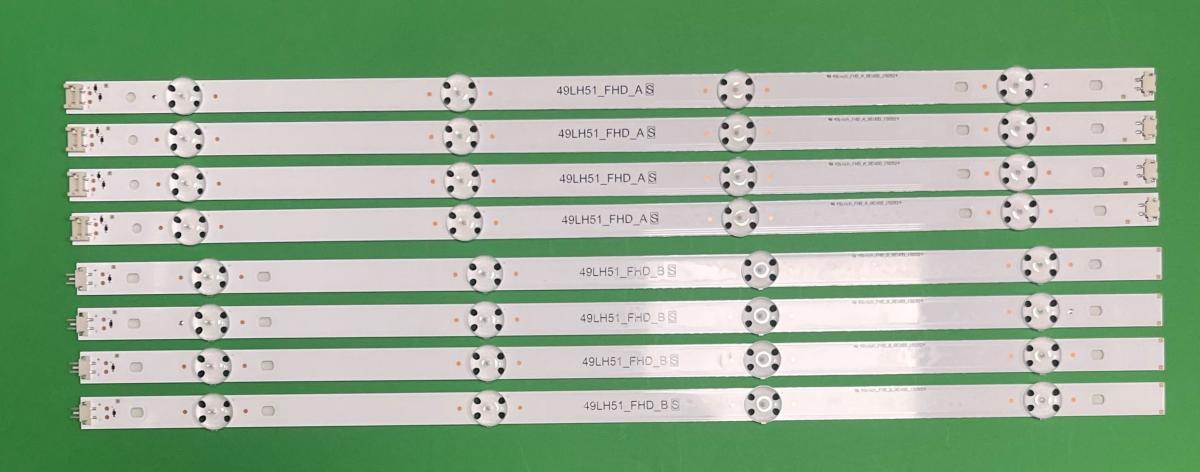Zestaw listew LED do naprawy podświetlenia telewizora LG 49" FHD zestaw  8 sztuk ( 49LH51_FHD A X 4szt &  49LH51_FHD B X 4szt ) ,  AGF79082501 ,