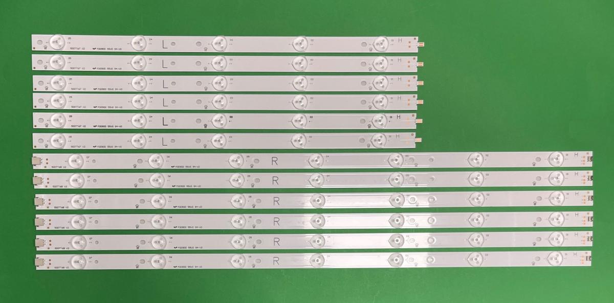 Zestaw listew LED do naprawy podświetlenia telewizora PHILIPS  50" zestaw   6 szt X R: 500TT68 V2 SX-11800730A0-2C565-0-A-55M-2948  ,   6 szt X L: 500TT67 V2 SX-11800730A0-2B554-0-A-55B-0616  (72LED) , LB-PF3030-GJABL500612AFB2-R-H & LB-PF3030-GJABL500612AFB2-L-H ,  DŁUGOŚĆ JEDNEGO RZĘDU R+L : 1000mm , PHILIPS PART NUMBER : 996598003625 ,