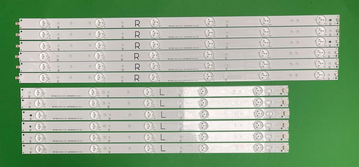 Zestaw listew LED do naprawy podświetlenia telewizora PHILIPS  49" zestaw   6 szt X R: GJ-2K16-490-D611-P2-R (LBM490E0601-AK-3(R) ,   6 szt X L: GJ-2K16-490-D611-P2-L (LBM490E0501-AJ-3(L)   (66LED) , DŁUGOŚĆ JEDNEGO RZĘDU R+L : 1000mm , PHILIPS PART NUMBER : 996599000166