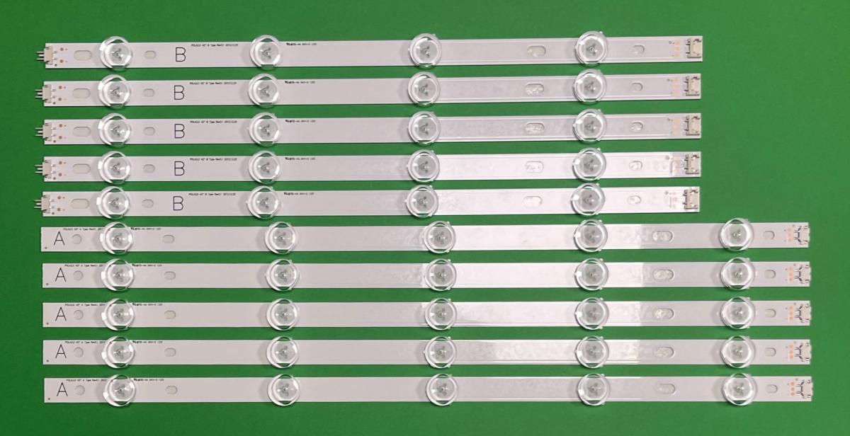Zestaw listew LED do naprawy podświetlenia telewizora LG INNOTEK POLA2.0 42" zestaw 10 sztuk ( TYP A X 5 TYP B X 5 ) 6916L-1402A 6916L-1403A 6916L-1404A 6916L-1405A , AGF78379401 ,
