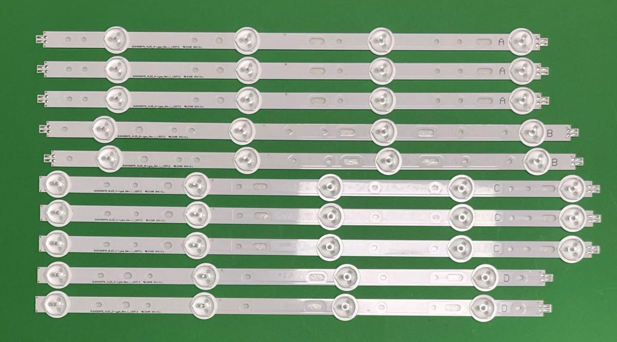 Zestaw listew LED do naprawy podświetlenia telewizora VESTEL , SAMSUNG , PHILIPS , TOSHIBA , GRUNDIG 40" zestaw , SVS400A79 _4LED_A X 3szt , SVS400A79 _4LED_B X 2szt , SVS400A79 _5LED_C X 3szt , SVS400A79 _4LED_D X 2szt
