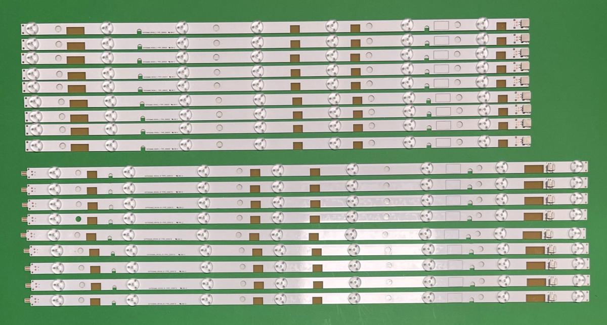 Zestaw listew LED do naprawy podświetlenia telewizora TOSHIBA 55"   zestaw 18 szt (SVT550AA0_REV04_R-TYPE_130710 X 9szt , SVT550AA0_REV04_L-TYPE_130710 X 9szt)