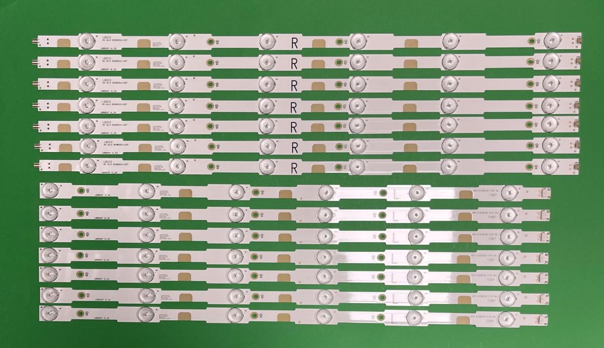 Zestaw listew LED do naprawy podświetlenia telewizora PHILIPS  55" zestaw   7 szt X R: LB55037 V1_03  ,   7 szt X L: LB55037 V1_01  (84LED) , LB55052 V0_00 & LB55052 V1_00 , LB55043 , LB55052 ,