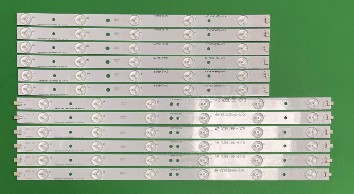 Zestaw listew LED do naprawy podświetlenia telewizora PHILIPS  42"  zestaw 12szt ,  6 szt X LBM420P0601-CA-3(HF)(0) & 6 szt X LBM420P0501-CB-4(HF)(0)