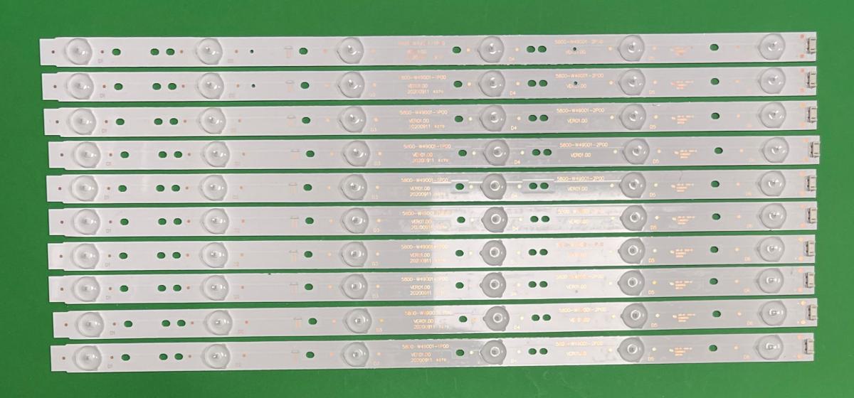 Zestaw listew LED do naprawy podświetlenia telewizora SKYWORTH / SENCOR 49" zestaw   10szt X 5800-W49001-1P00 VER02.00 , 6LED, DŁUGOŚĆ : 480MM