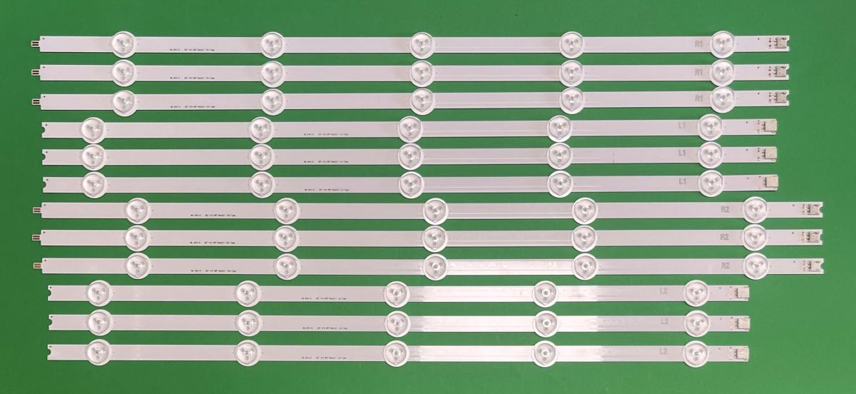 Zestaw listew LED do naprawy podświetlenia telewizora LG 55" V14  DRT REV 0.0 zestaw 12 sztuk ( R1 X 3szt , R2 X 3szt , L1 X 3szt , L2 X 3szt)  (6916L-1447A , 6916L-1448A , 6916L-1449A , 6916L-1450A)
