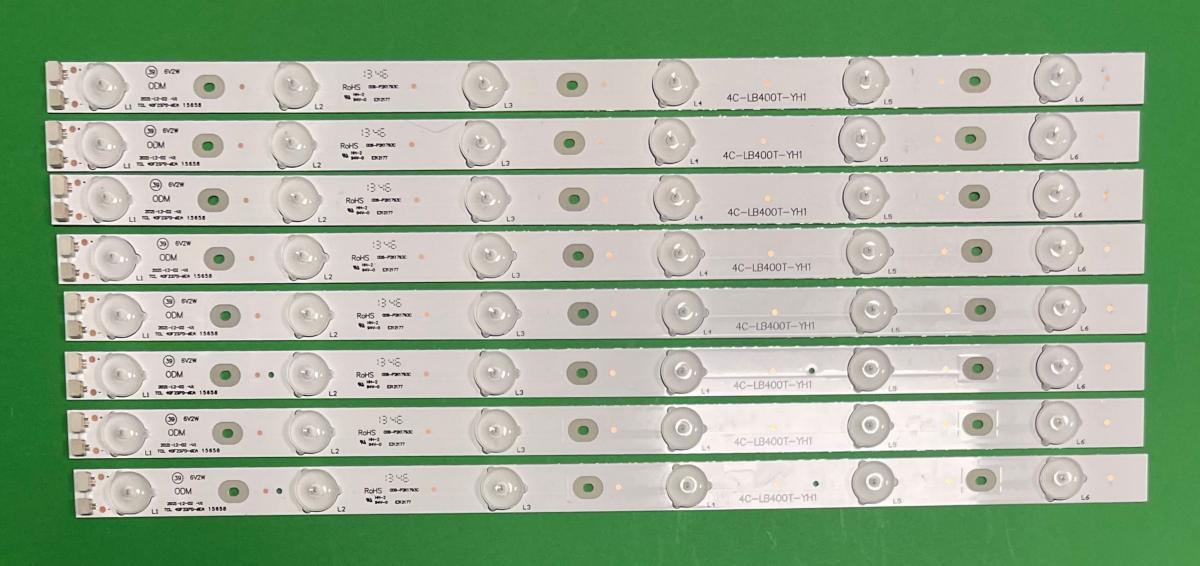 Zestaw listew LED do naprawy podświetlenia telewizora TCL 40" zestaw 8 sztuk 40F2370-6EA / 4C-LB4006-YH3 / 4C-LB3906-YH4 / 4C-LB4006-YH1  , 6LED , DŁUGOŚĆ : 400MM , 3V ,