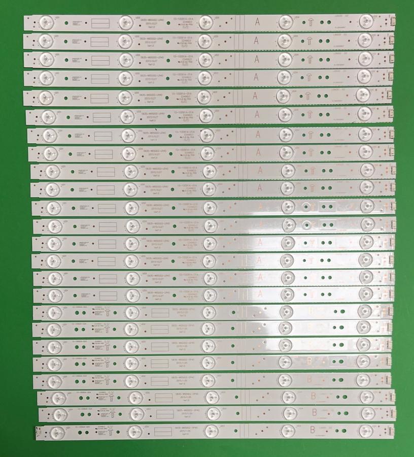 Zestaw listew LED do naprawy podświetlenia telewizora LG 65"  zestaw 24 sztuki  5835-W65002-LR40 (A) X 16szt & 5835-W65002-OP40 (B) X 8szt , 3V , 416MM