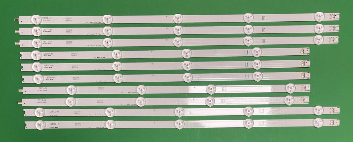 Zestaw listew LED do naprawy podświetlenia telewizora PHILIPS / LG  47"   zestaw (10 szt)  6916L-1567A R1 X 3szt & 6916L-1569A R2 X 2szt & 6916L-1566A L1 X 3szt & 6916L-1568A L2 X 2szt