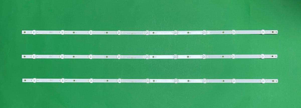 Zestaw listew LED do naprawy podświetlenia telewizora PHILIPS  43" zestaw  3szt  X LB43046 V0_02/KS-AL 94V-0 E465853 16260B 81010 LB-PM3030-GJD3X3433X9 GJ-2K18-D3X3-430-D309-PHP 5503-V1 , 9LED , 3V ,  DŁUGOŚĆ : 840MM ,