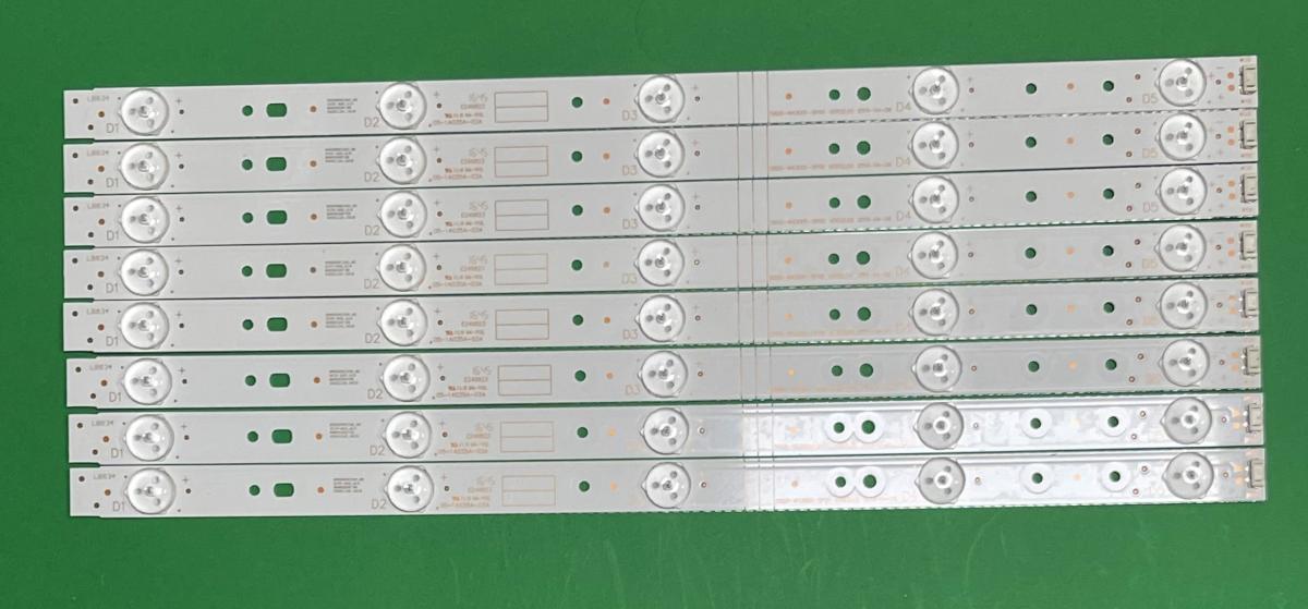 Zestaw listew LED do naprawy podświetlenia telewizora SKYWORTH / SENCOR 43" zestaw   8szt X 5800-W43001-5P00 VER02.00 5800-W43001-3P00 VER01.00 , 5LED , zasilanie : 3V , DŁUGOŚĆ : 405MM