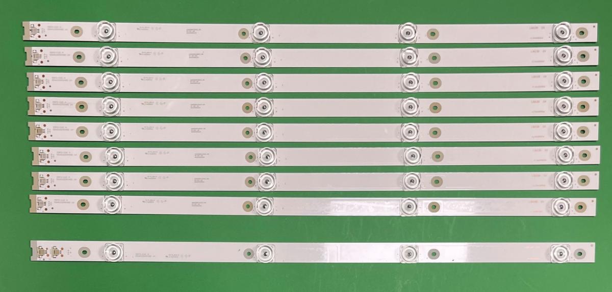 Zestaw listew LED do naprawy podświetlenia telewizora TCL 55" zestaw  (9 sztuk)  ,   8szt X  55HR330M04A5 V4 , 6V , 523MM , 4LED & 1szt X  55HR330M04B5 V4 ,  6V , 523MM,  4LED , 4C-LB5504-HR15J , 4C-LB5504-HR16