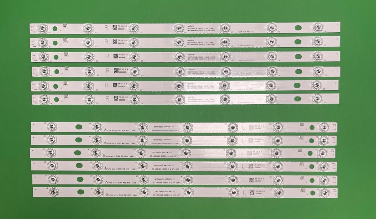 Zestaw listew LED do naprawy podświetlenia telewizora PANASONIC  48" zestaw   6szt X R: 480TV05 V2    &   6szt X L: 480TV06 V2     (84LED) , MX-48S04E04-2BBJ3 & MX-48S04E03-2BBJ3 ,
