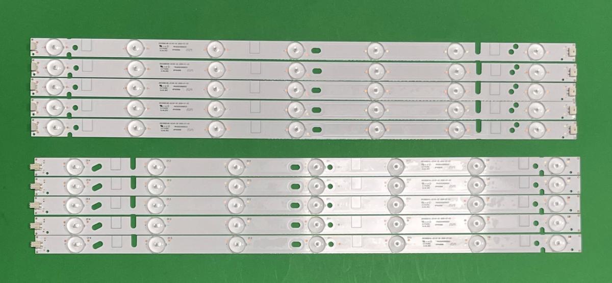 Zestaw listew LED do naprawy podświetlenia telewizora JVC 50" zestaw 10szt , 5szt X ZDCX50D14R-ZC14F-02 2014-04-24  (7LED 3V) & 5szt X JVC ZDCX50D14L-ZC14F-02 2014-04-24 (7LED 3V) , 303CX500035 , 303CX500036 ,