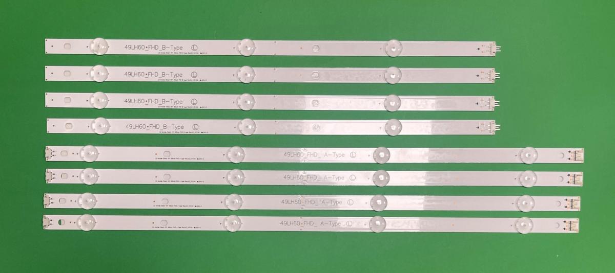 Zestaw listew LED do naprawy podświetlenia telewizora LG 49" LG INNOTEK Direct 16Y 49LH60_FHD_A/B TYPE   zestaw  8 sztuk  ,  4szt X 49LH60_FHD A TYPE & 4szt X 49LH60_FHD B TYPE , AGF79100101