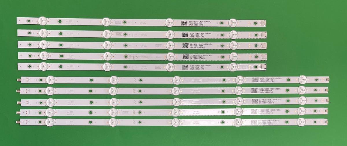 Zestaw listew LED do naprawy podświetlenia telewizora PHILIPS  49" zestaw   5 szt X LB49021 V0_00 / LB49023 V0_00  ,   5 szt X LB49021 V1_00 / LB49023 V1_00   (45LED) , 3V