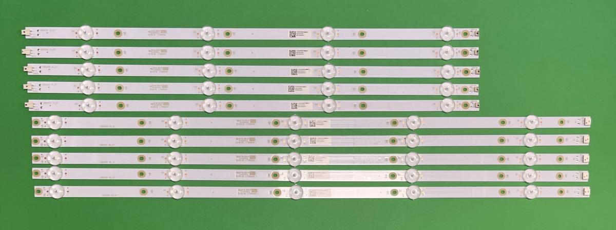 Zestaw listew LED do naprawy podświetlenia telewizora ELEMENT / PHILIPS 55" zestaw 10 szt , 5szt X LBM550M0401-PK-(R) , LB55135 V0_01  & 5szt X LBM550M0501-PJ-4(L) , LB55135 V1_01