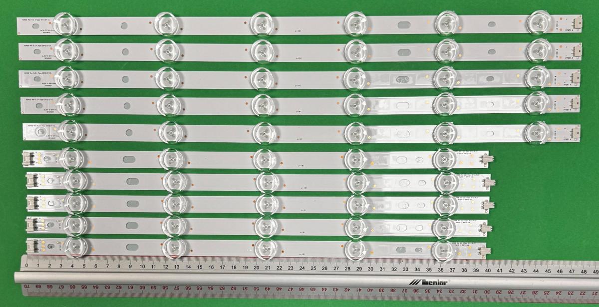 Zestaw listew LED do naprawy podświetlenia telewizora LG INNOTEK NDE  42" zestaw 10 sztuk , 5szt X LG Innotek 42" NDE Rev0.3 A Type , 6LED , 474MM , 6V & 5szt X LG Innotek 42" NDE Rev0.3 B Type , 5LED , 398MM , 6V