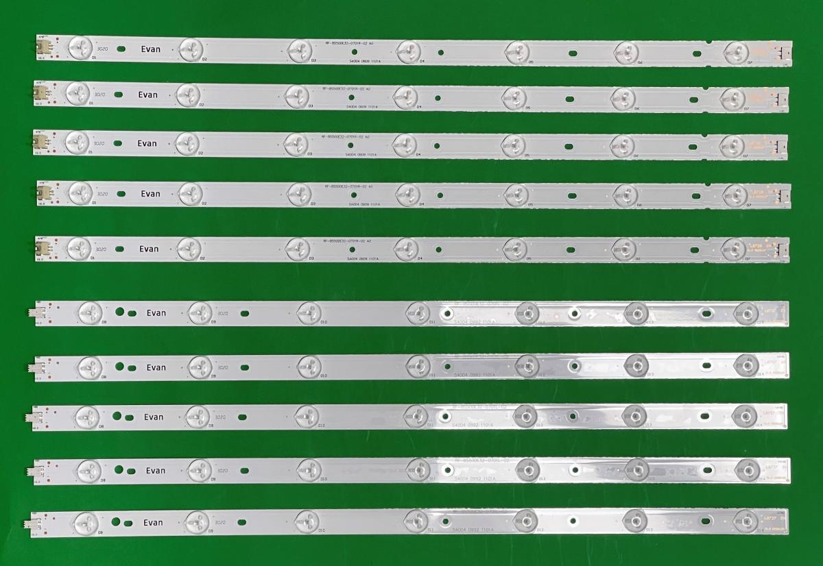 Zestaw listew LED do naprawy podświetlenia telewizora TCL 50" zestaw 10 sztuk , 5szt X RF-BS500E32-0701L-02 A0 , 6LED , 459MM , 3V & 5szt X RF-BS500E32-0701R-02 A0 , 7LED , 532MM , 3V