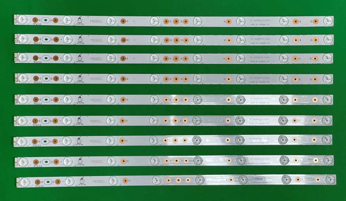 Zestaw listew LED do naprawy podświetlenia telewizora TCL 48" zestaw 9 sztuk X 006-P2K1708B , 4C-LB4808-YH1 , 8LED , 535MM , 6V