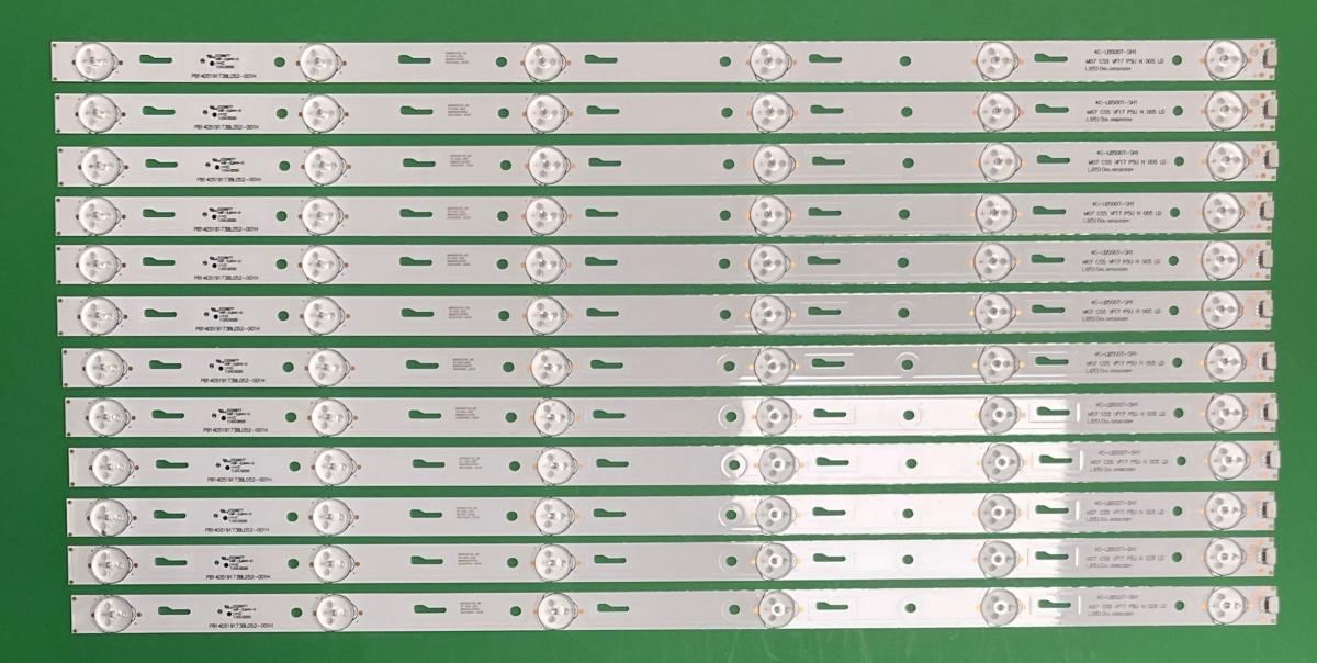 Zestaw listew LED do naprawy podświetlenia telewizora SANYO 50" zestaw 12szt X 4C-LB500T-SH1 , PB14D519173BL052-001H , 6LED , 3V , 520MM