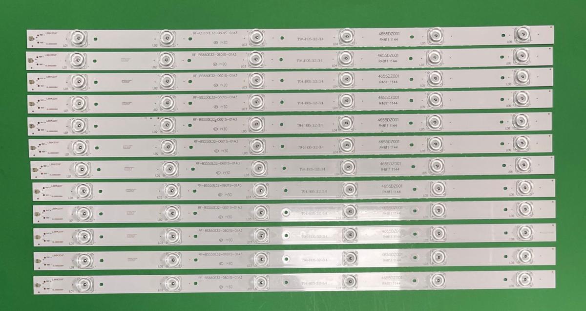 Zestaw listew LED do naprawy podświetlenia telewizora SUNNY 55" zestaw 12 sztuk X RF-BS550E32-0601S-01A3 , 6LED , 3V , 571MM