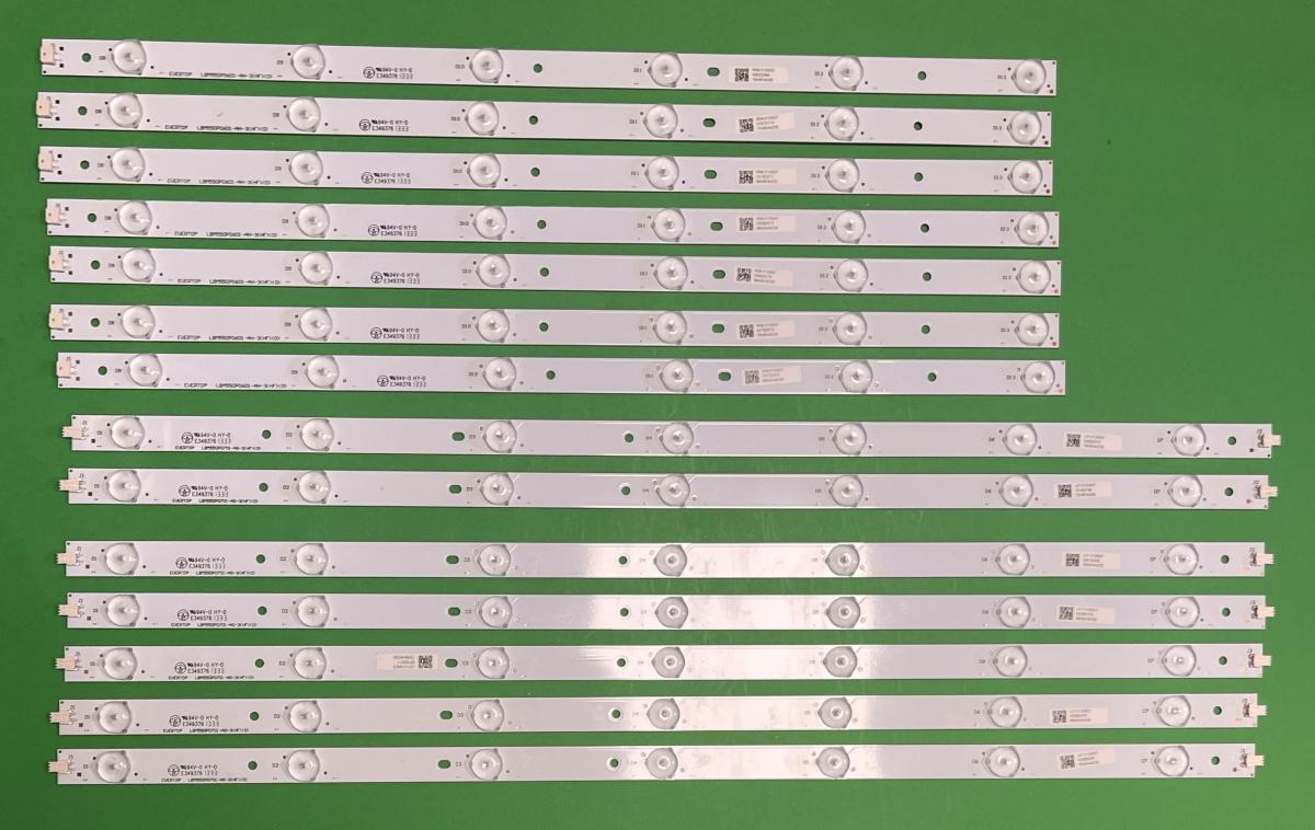 Zestaw listew LED do naprawy podświetlenia telewizora PHILIPS / HAIER  55" zestaw 14szt ,  7szt X LBM550P0701-AG-3(HF)(0) & 7szt X LBM550P0601-AH-3(HF)(0)