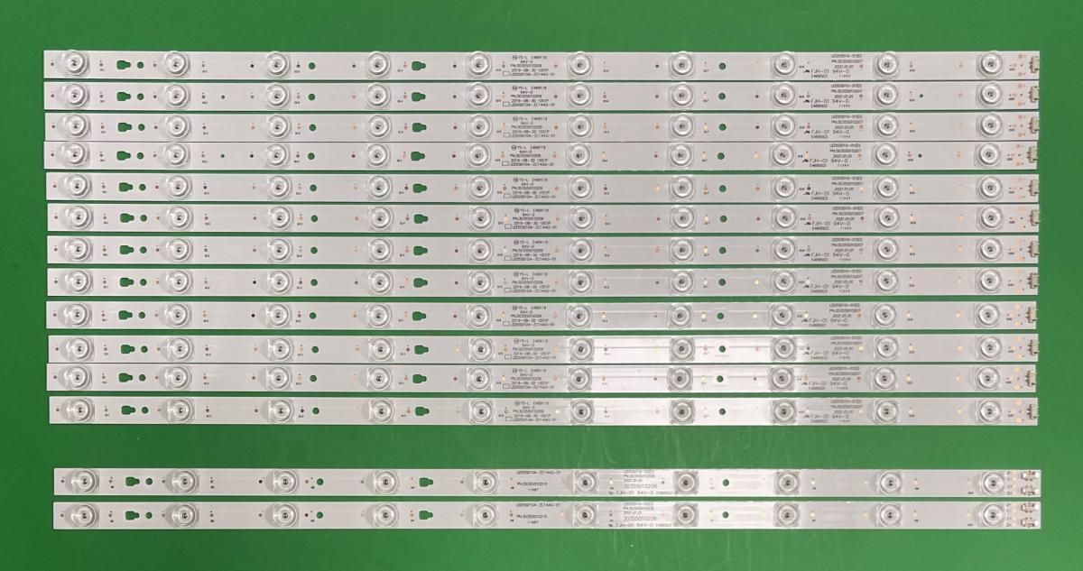 Zestaw listew LED do naprawy podświetlenia telewizora HAIER 55" zestaw 14 szt , 12szt X LED55D10A-ZC14AG-01 , PN : 30355010209 & 2szt X LED55D10A-ZC14AG-01 , PN : 30355010208