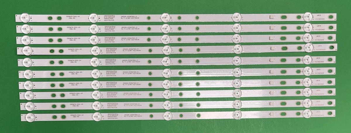 Zestaw listew LED do naprawy podświetlenia telewizora BAIRD 55" zestaw 10 szt X DS55M78-DS02-V01 , 5LED , 3V , 540MM ,