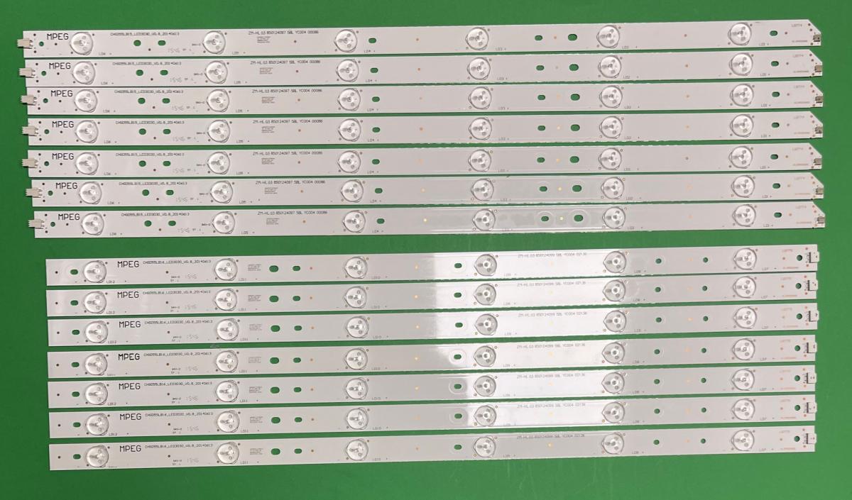 Zestaw listew LED do naprawy podświetlenia telewizora HITACHI 55" zestaw 14szt X  7szt X CHGD55LB15_LED3030_V0.8 & 7szt X CHGD55LB16_LED3030_V0.8