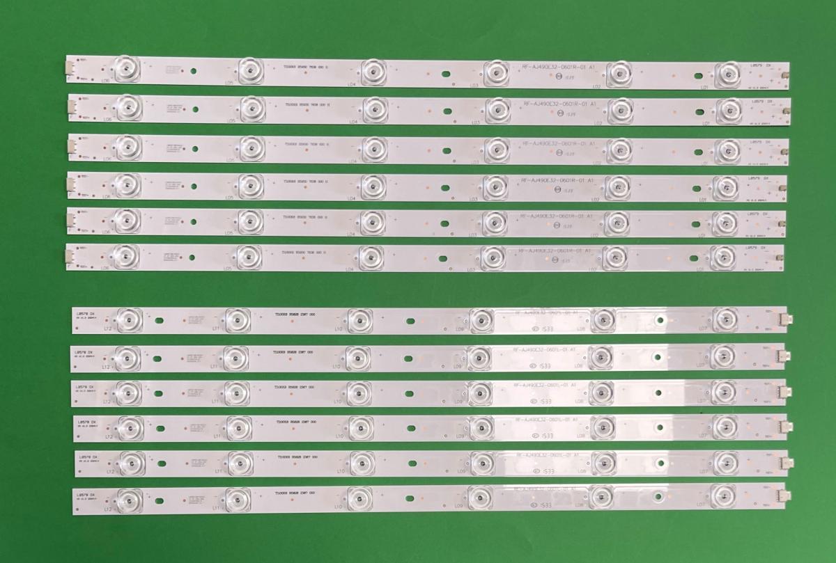 Zestaw listew LED do naprawy podświetlenia telewizora  SHARP 49"  zestaw 12szt , 6szt X RF-AJ490E32-0601R-01 & 6szt X RF-AJ490E32-0601L-A1