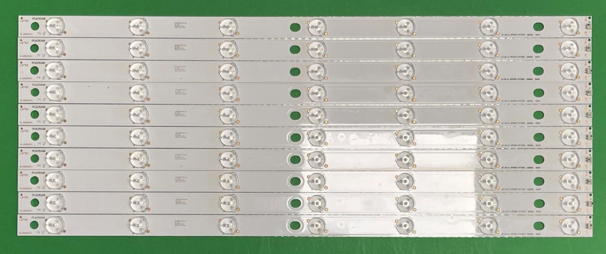 Zestaw listew LED do naprawy podświetlenia telewizora ROWA 50" zestaw 10szt X JS-LB-D-JP50S8-071CBAC / RF-AI500B32-0701S-01 / PC62926B / E50S8100 / 30806A / LED50C380, 7LED , 6V , 515MM