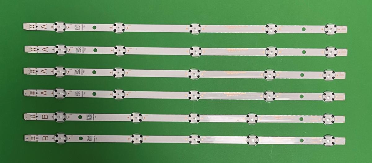 Zestaw listew LED do naprawy podświetlenia telewizora VESTEL 48" zestaw 6szt , 4szt X SVV480A16A_5LED_Rev03_150803 5LED , 3V , 447MM & 2szt X SVV480A16B_5LED_Rev03_150803 , 5LED , 3V , 447MM , JL.D48051330-078HS-C