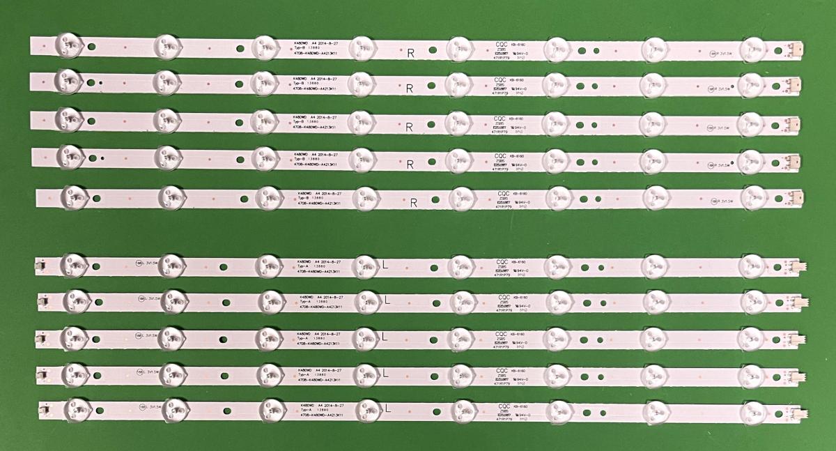 Zestaw listew LED do naprawy podświetlenia telewizora PHILIPS  48" zestaw 10szt , 5szt X 4708-K480WD-A4213K01 , 8LED & 5szt X 4708-K480WD-A4213K11 , 8LED