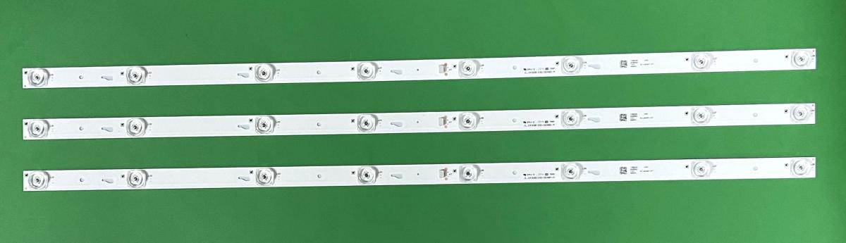 Zestaw listew LED do naprawy podświetlenia telewizora TOSHIBA 43" zestaw 3szt X JL.D43081330-004BS-M , 4C-LB430T-JF7 , TCL43D08-ZC23AG-07 TCL-ODM-43D1800-3X8-3030-REV.V1  YHA-4C-LB430T-YH3  4C-LB430T-JF7 , 8LED , 3V , 770MM