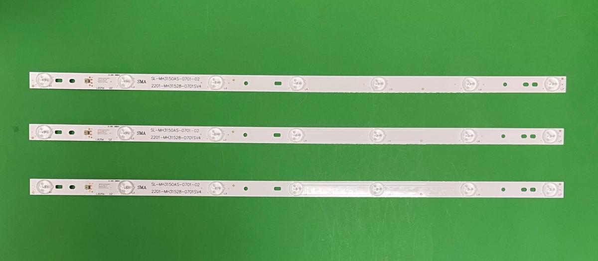 Zestaw listew LED do naprawy podświetlenia telewizora PULSAR 32" zestaw 3szt X SL-MH3150AS-0701-02 , 7LED , 3V , 590MM ,