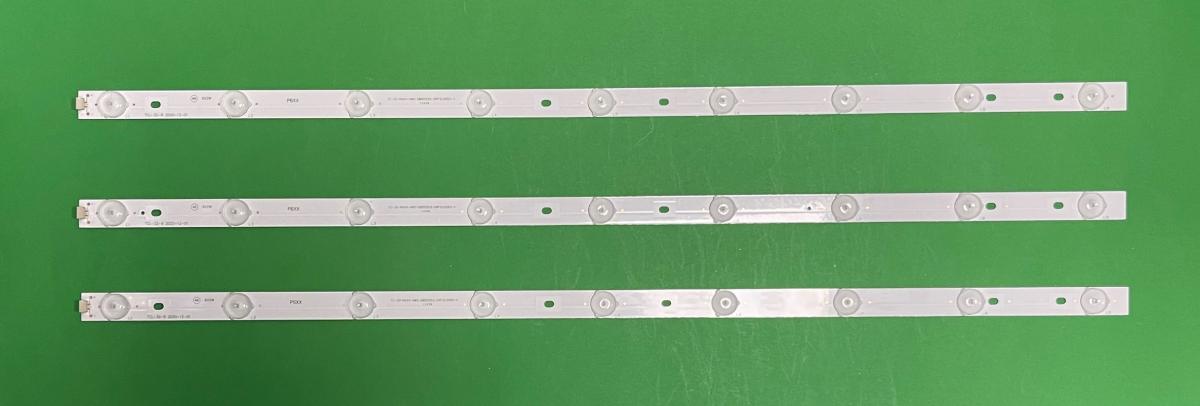 Zestaw listew LED do naprawy podświetlenia telewizora TCL 32" zestaw 3szt X TCL-32-9 , 4C-LB320T-YH1 , TC-32-P6XX-H82DB00253-DAFS10093-X , 9LED , 6V , 630MM