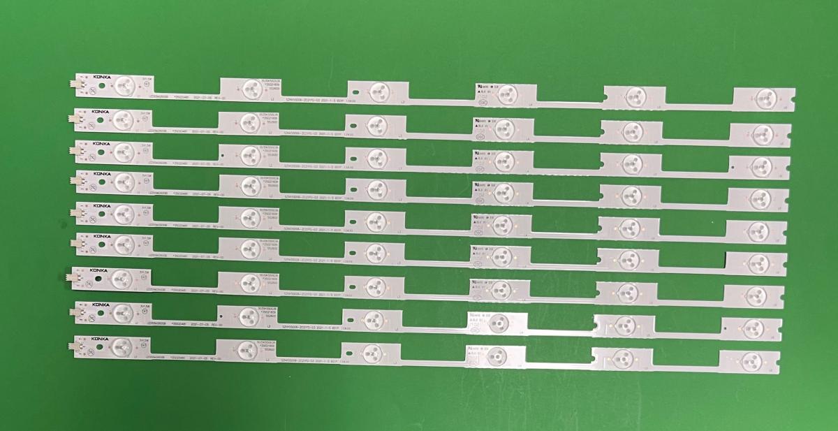 Zestaw listew LED do naprawy podświetlenia telewizora KONKA 55" zestaw 9szt X LED55M2600B , SZKK55D06-ZC21FG-03 ,35020480 35020481 , 6LED
