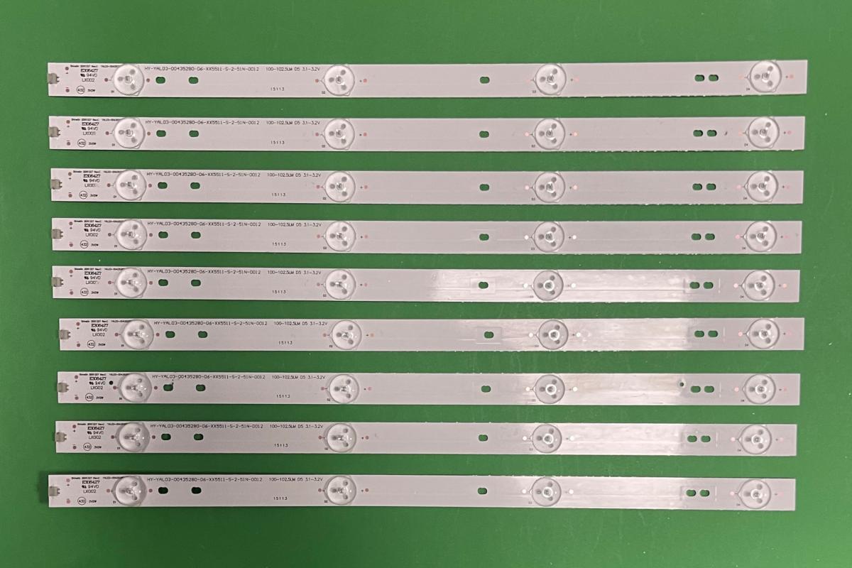 Zestaw listew LED do naprawy podświetlenia telewizora SKYWORTH 42" zestaw 9szt X Shineon 2D01327 Rev.C HY-YAL03-00435280-06 , 4LED , 3V