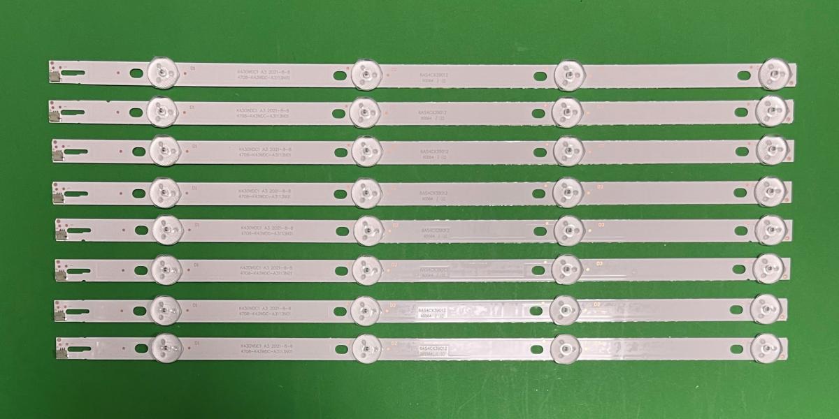Zestaw listew LED do naprawy podświetlenia telewizora PHILIPS  43" zestaw 8szt X K430WDC1 A3 , 4708-K43WDC-A3113N01 , 4LED , 6V , 388MM