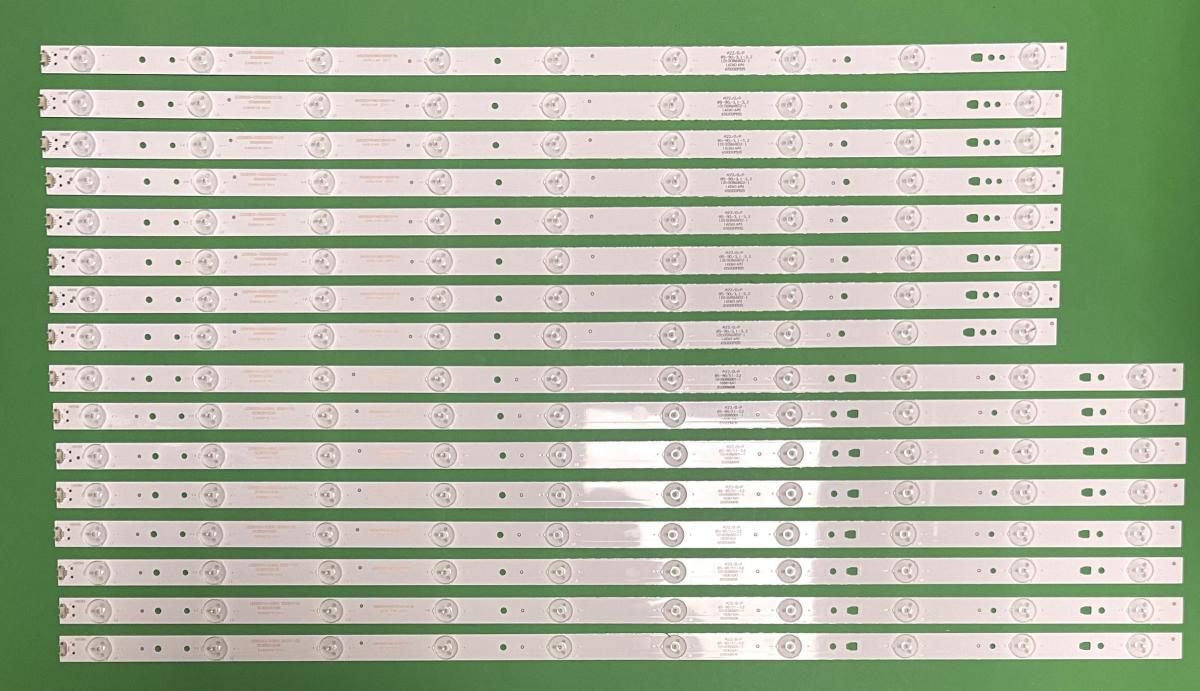 Zestaw listew LED do naprawy podświetlenia telewizora  HAIER 65" zestaw 16 szt , 8szt X LED65D9-03 (A) 9LED , 3V , 640MM & 8szt X LED65D10-03 (A) 10LED , 3V , 720MM , 30365009205 / 30365010206