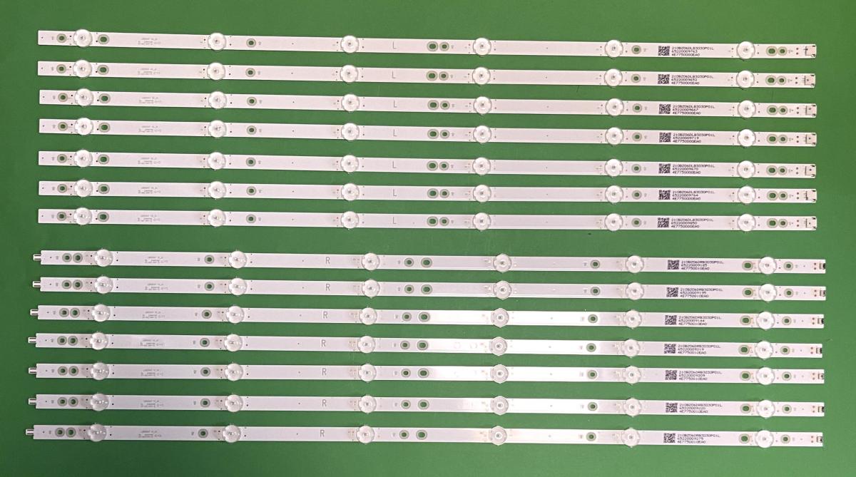 Zestaw listew LED do naprawy podświetlenia telewizora PHILIPS  65" zestaw  14 sztuk , 7szt X LB65047 V0_01 6LED & 7szt X LB65047 V1_01 6LED , 3V