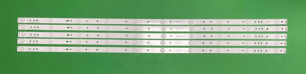 Zestaw listew LED do naprawy podświetlenia telewizora PHILIPS 43" zestaw 5szt X LB-PF3528-GJD2P5C435X10-B , GJ-2K16-43-D510-V4 , LBM420P1001-DM-2 , LB43101 V0_01 LB43101 V0_03  ,  10LED , 3V , 843MM