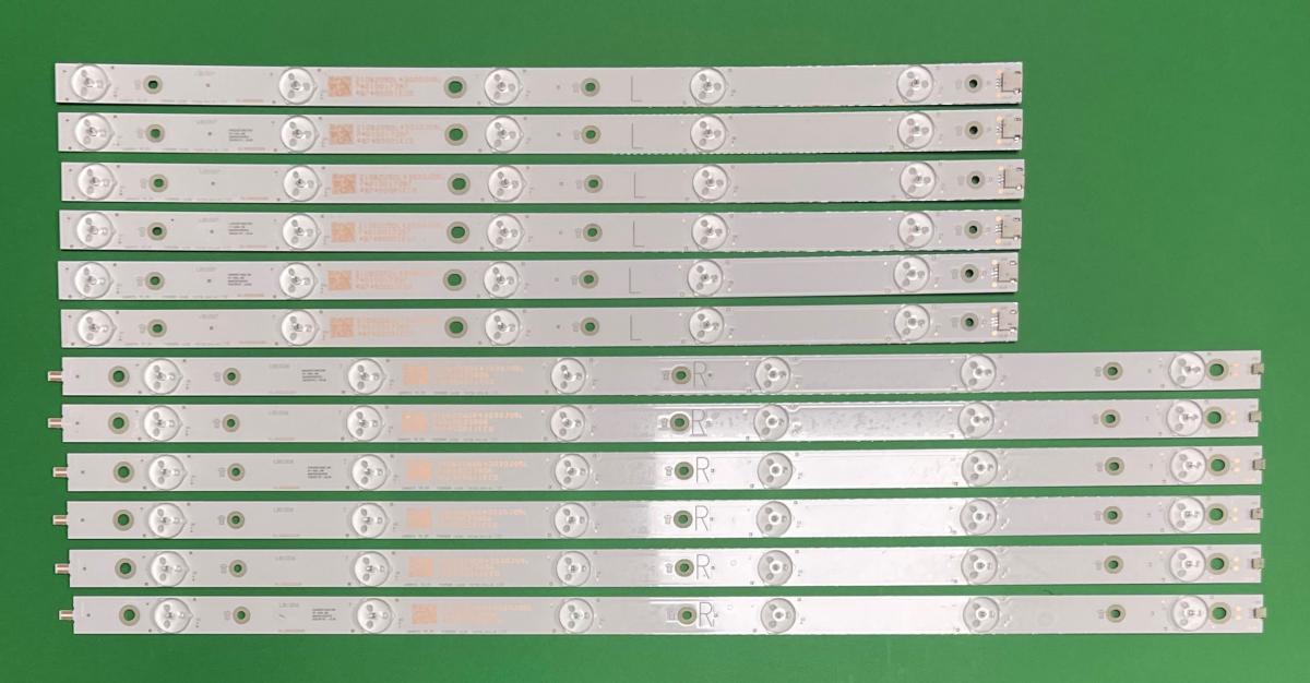 Zestaw listew LED do naprawy podświetlenia telewizora PHILIPS  48" zestaw 12szt , 6szt X LB48015-R / LB48015 V1_00 , 6LED , 3V , 534MM & 6szt X LB48015-L / LB48015 V0_00 10BZ05DL43030J05L 3B7450001EA0 BDL4830QL , 5LED , 3V , 425MM