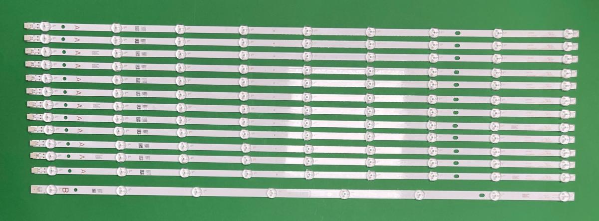 Zestaw listew LED do naprawy podświetlenia telewizora VESTEL / PANASONIC / TOSHIBA / JVC 75" zestaw 13szt , 12szt X JL.D75091330-078AS-M 9LED JL.D75042330-078AS-M , 830MM , 9LED, 3V & 1szt X JL.D75042330-078CS-M_V01 8LED JL.D75091330-078AS-M_V01 , 8LED , 830MM , 3V ,