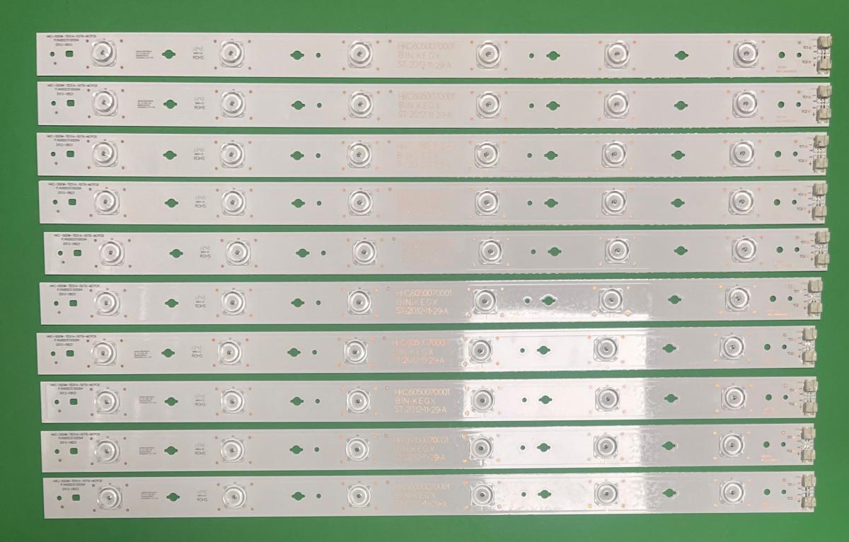 Zestaw listew LED do naprawy podświetlenia telewizora HAIER 50" zestaw 10szt X HKC-500W-TE01A-50T9-MCPCB M , PN:6003100094 , 6LED , 3V , 558MM