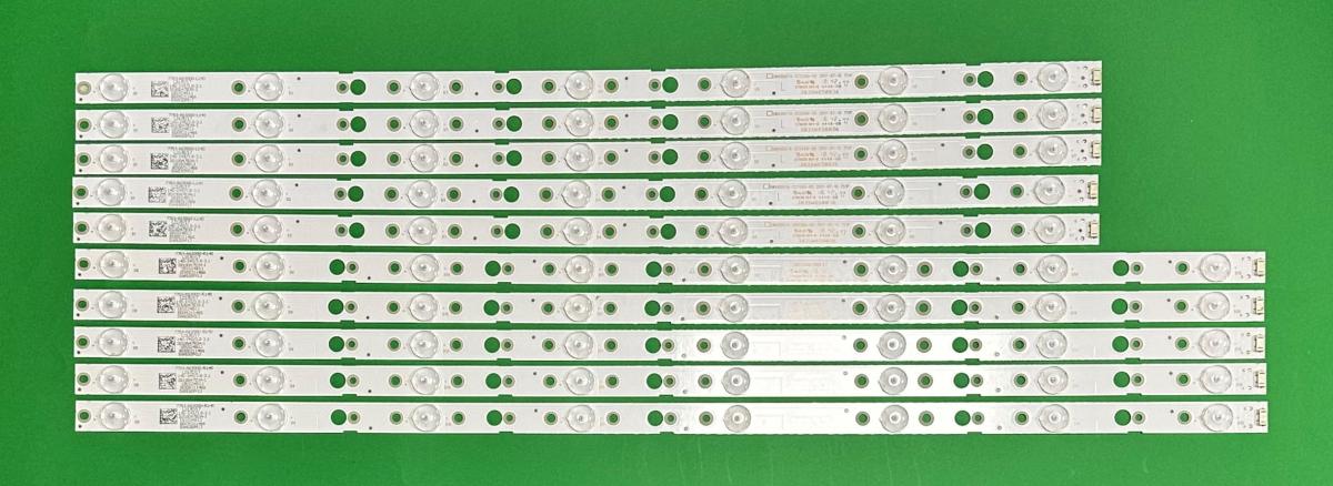 Zestaw listew LED do naprawy podświetlenia telewizora LG 65" zestaw 10 szt , 5szt X CRH-A6530300507R72H SW65D07A-ZC22AG-05 , 8LED , 3V , 677MM  & 5szt X CRH-A6530300508L72H SW65D07B-ZC22AG-05 , 7LED , 3V , 587MM ,